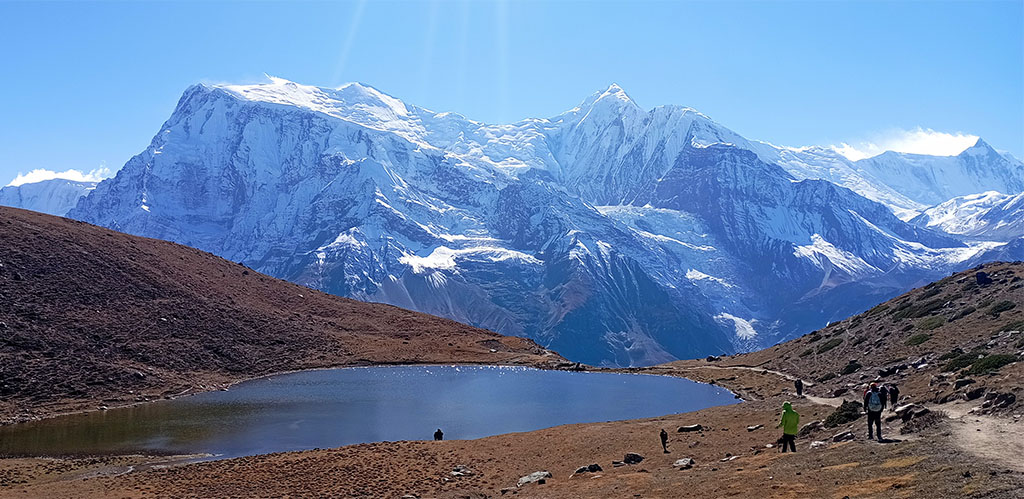 Ice Lake and Annapurna View background. 