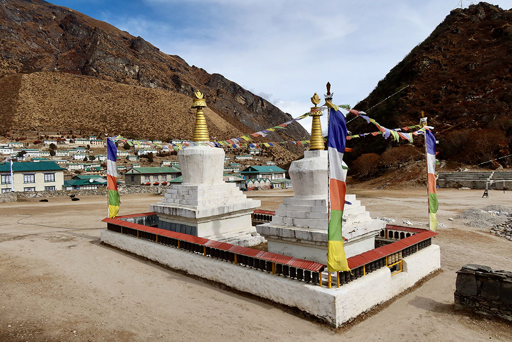 Traditional Buddhist Stupa and Khumjung village