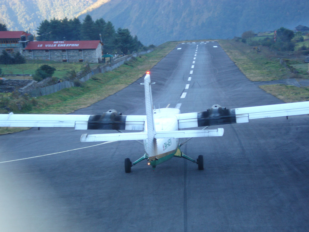 Flying out from Lukla to Kathmandu