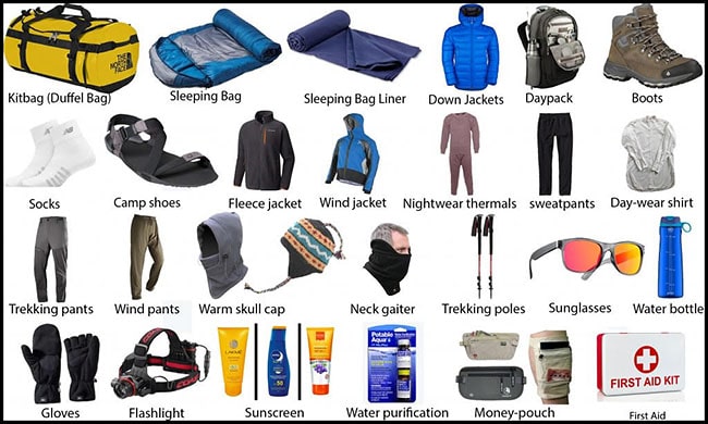 Trekking gear List for Trekking In Nepal