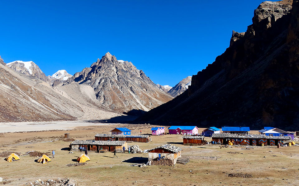 Lhonak 4780 meters just before Kanchenjunga North BC