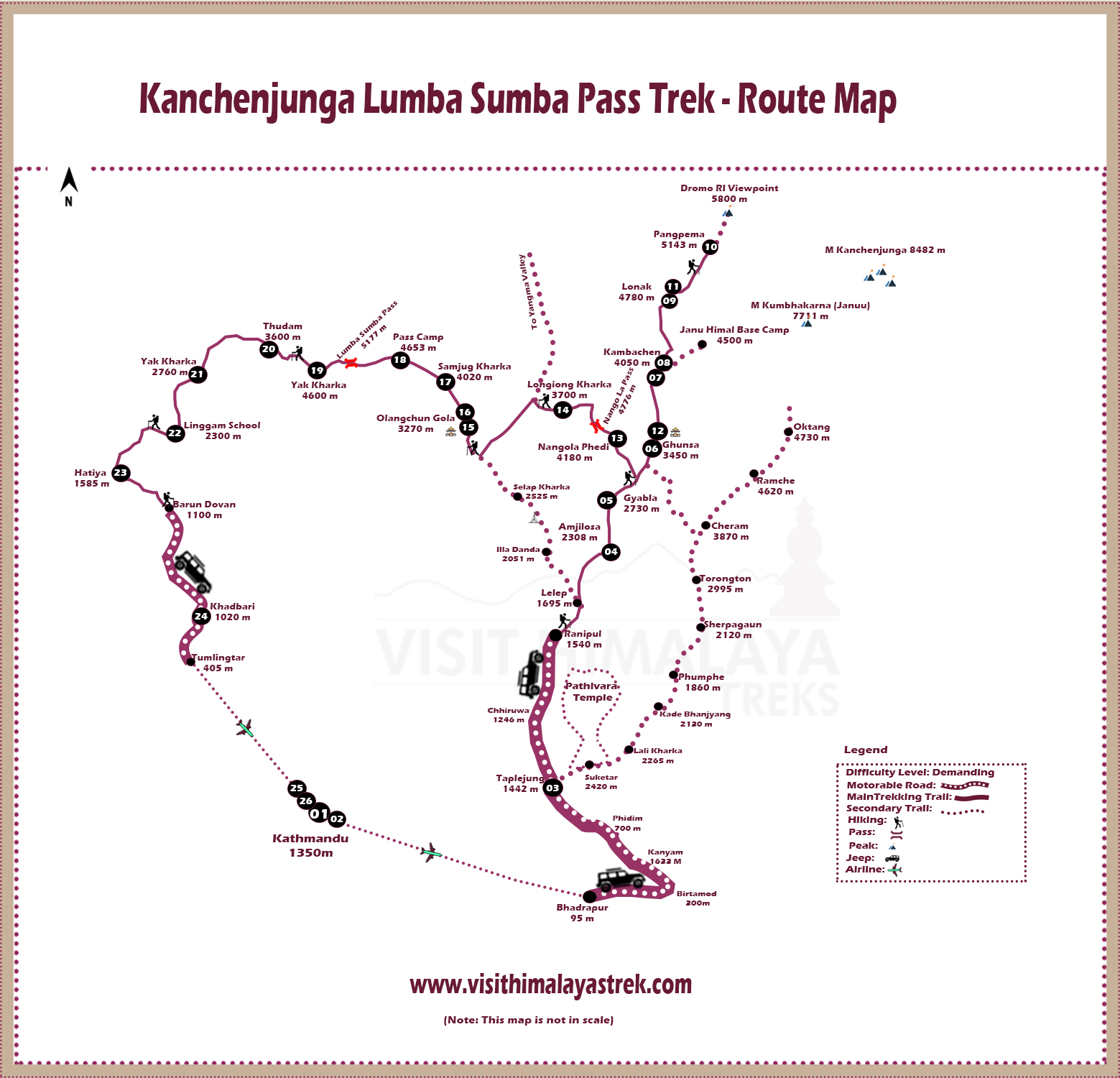 Kanchenjunga Lumba Sumba Pass Trek Route Map