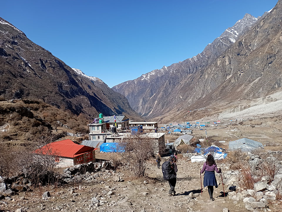 Langtang village en route to Langtang Trek