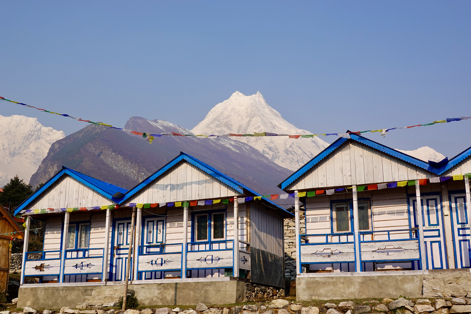 Local tea house with Manaslu View