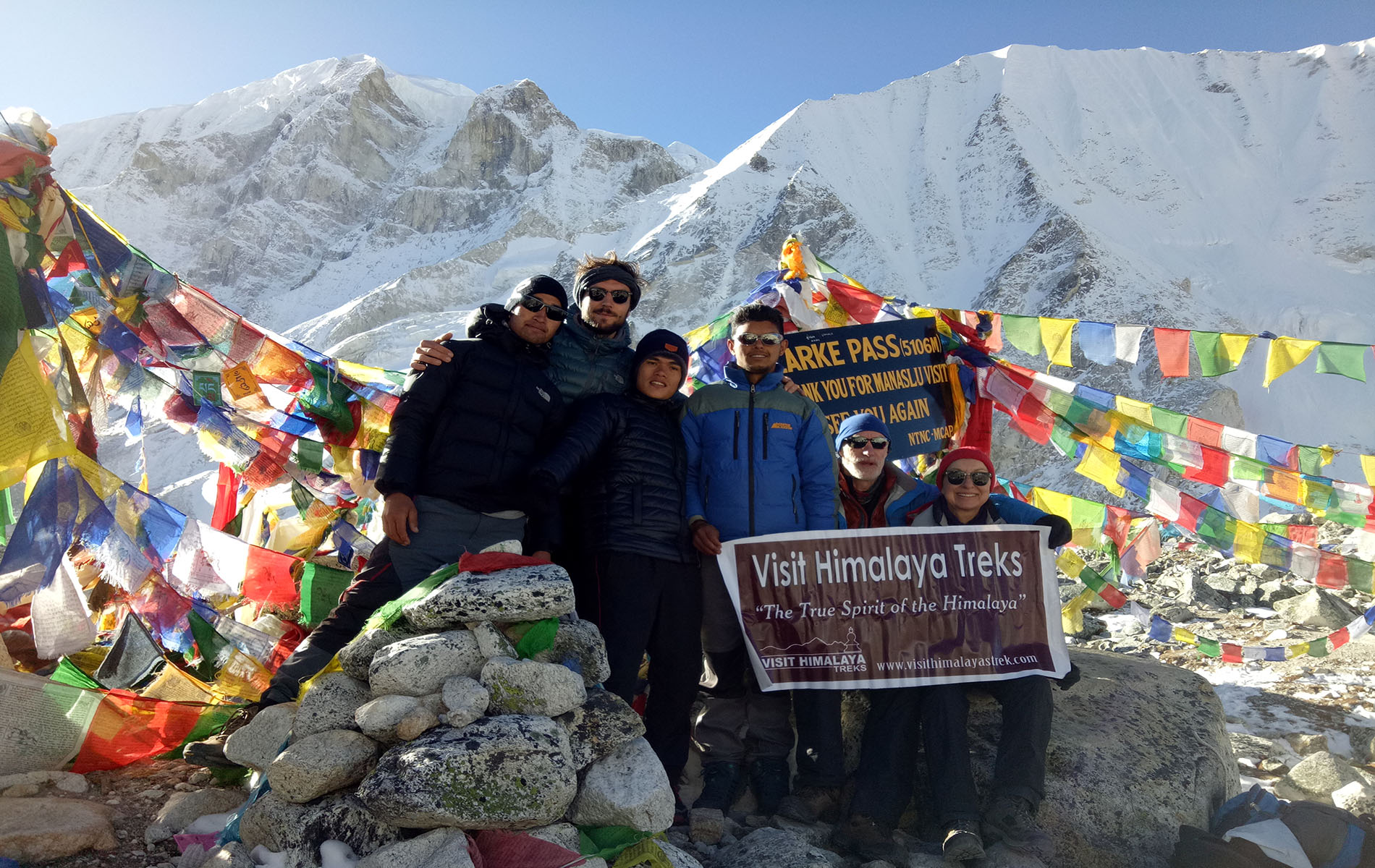 Our Clients at Top of Larkya Pass 