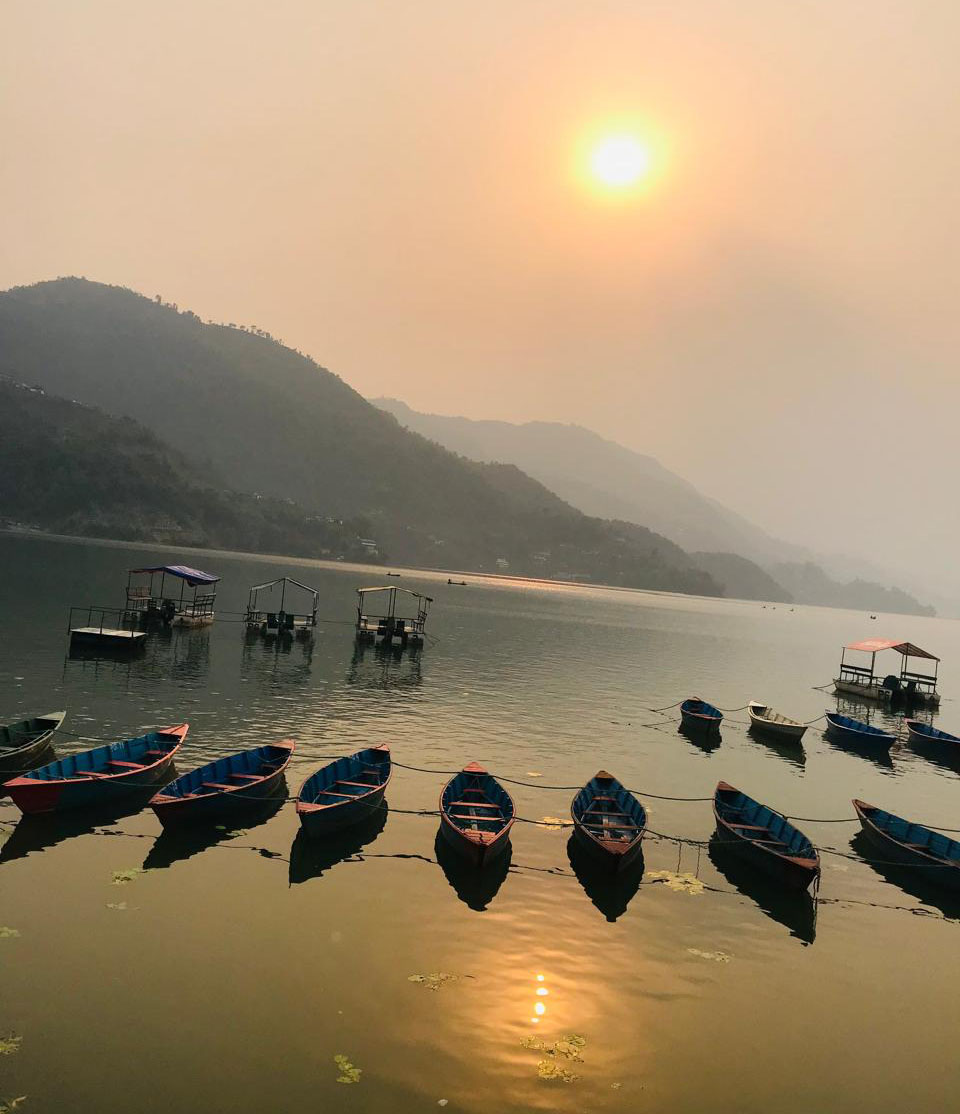 Enjoy a sunset view on Phewa Lake Pokhara