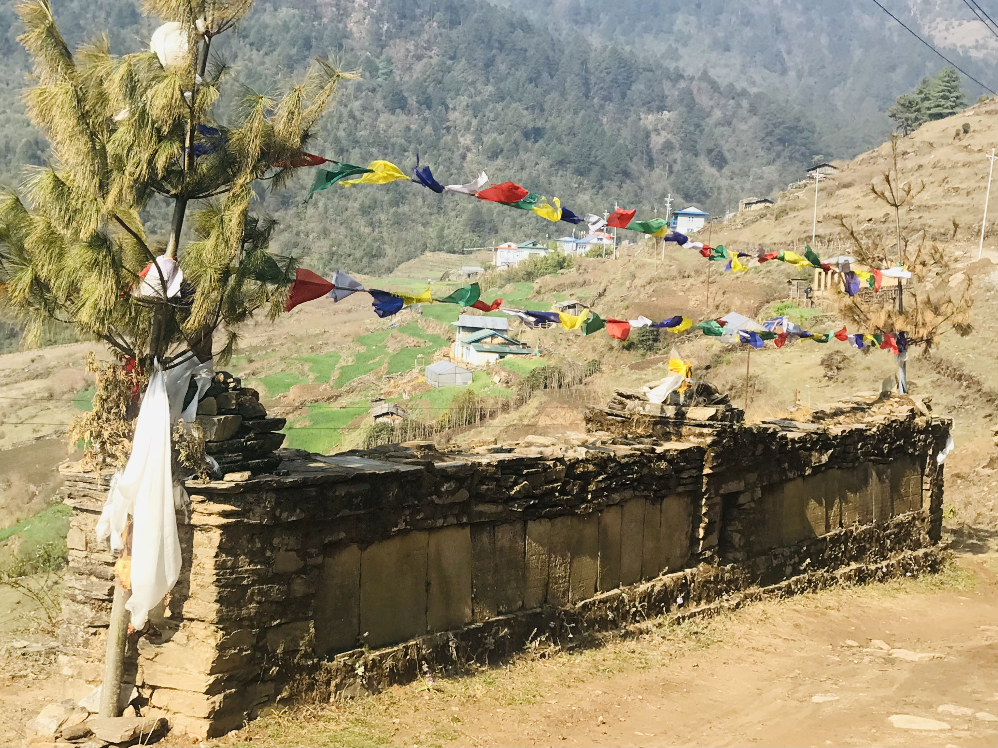 Traditional Old Buddhist Mani Wall en route to Pikey Peak Trek. 